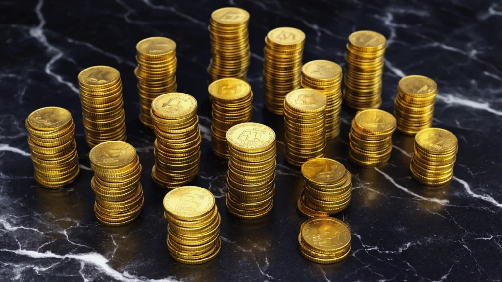 numismatist examining rare coins with magnifier and gloves on a collector’s table